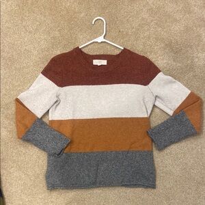 Cozy Brown and Cream Crew Neck Sweater